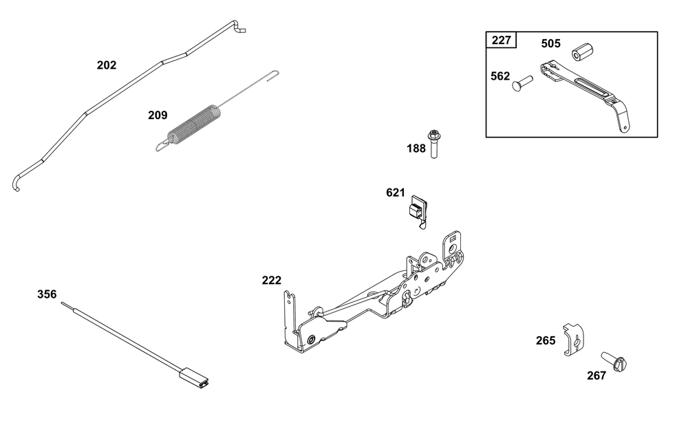 Controls Group Diagram and Parts List for 123P02-0062-H5 100000 - 19Z999 Briggs and Stratton Engine